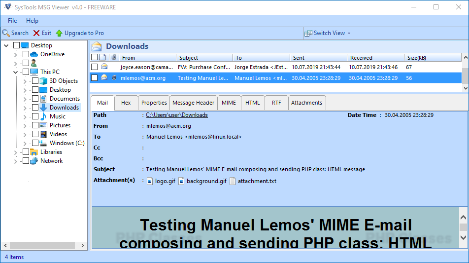 open source freeware to view msg files