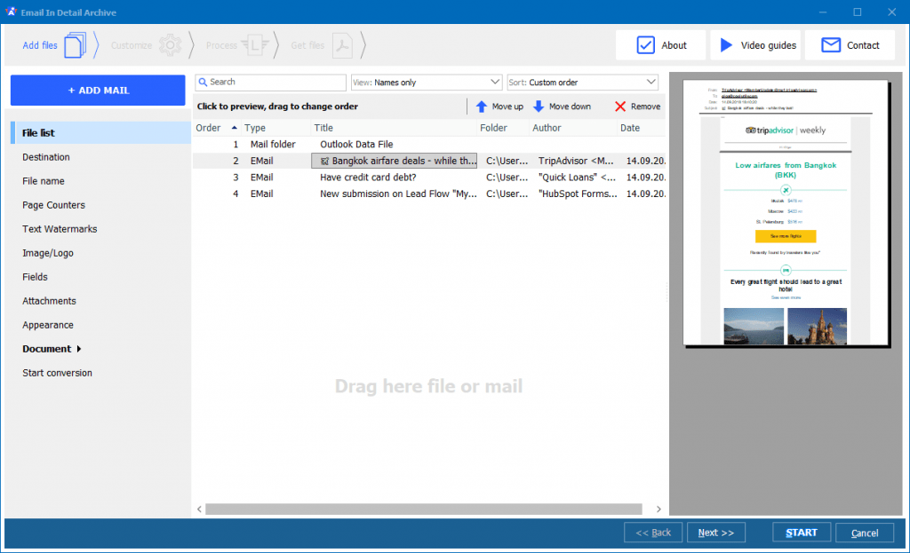 Windows 10 Email Detail Archive full